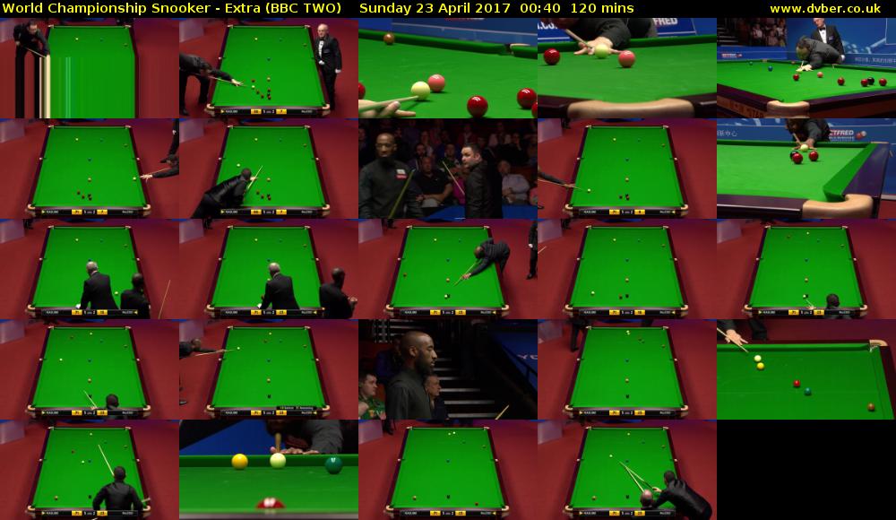 World Championship Snooker - Extra (BBC TWO) Sunday 23 April 2017 00:40 - 02:40