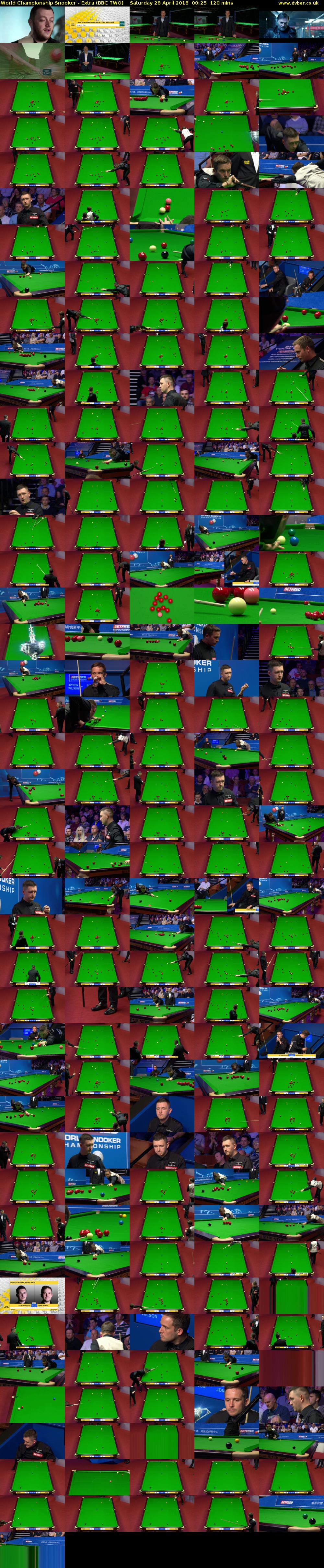 World Championship Snooker - Extra (BBC TWO) Saturday 28 April 2018 00:25 - 02:25
