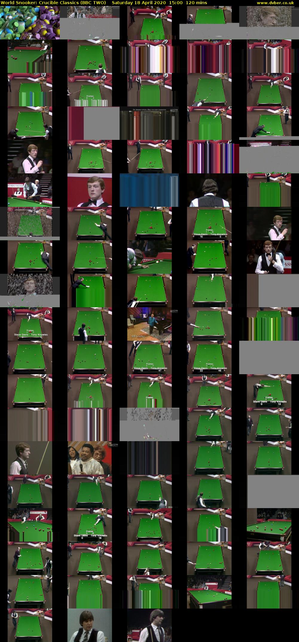 World Snooker: Crucible Classics (BBC TWO) Saturday 18 April 2020 15:00 - 17:00