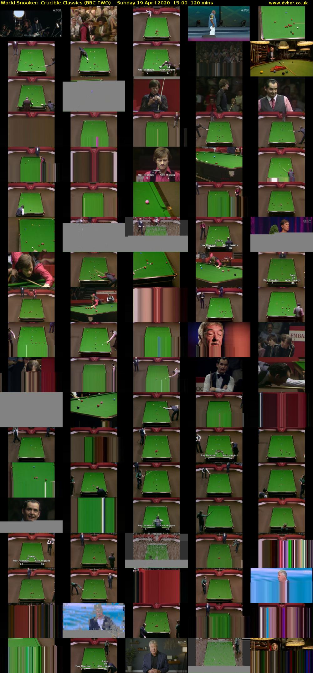World Snooker: Crucible Classics (BBC TWO) Sunday 19 April 2020 15:00 - 17:00