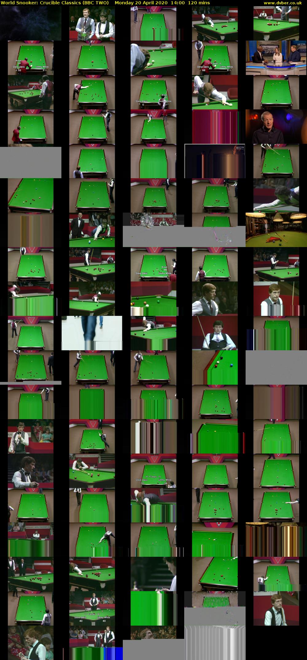 World Snooker: Crucible Classics (BBC TWO) Monday 20 April 2020 14:00 - 16:00