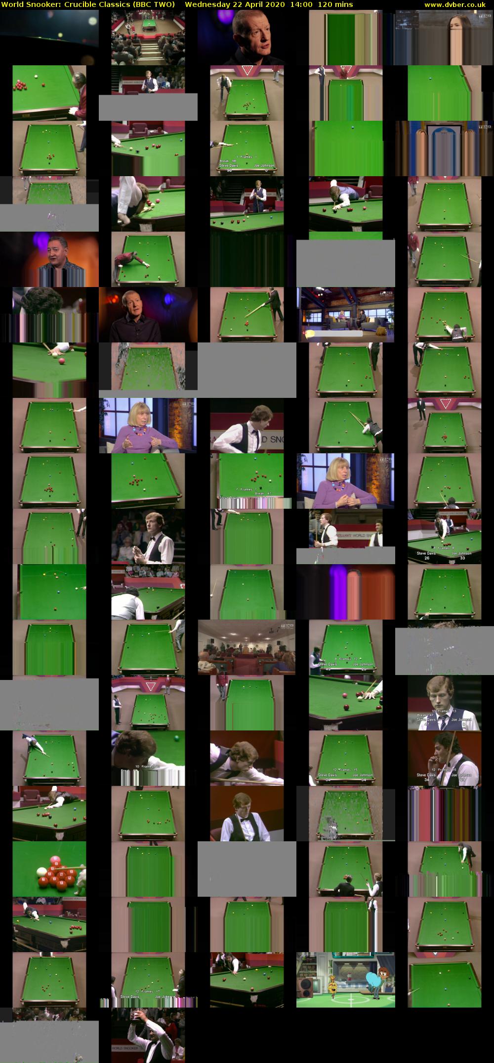 World Snooker: Crucible Classics (BBC TWO) Wednesday 22 April 2020 14:00 - 16:00