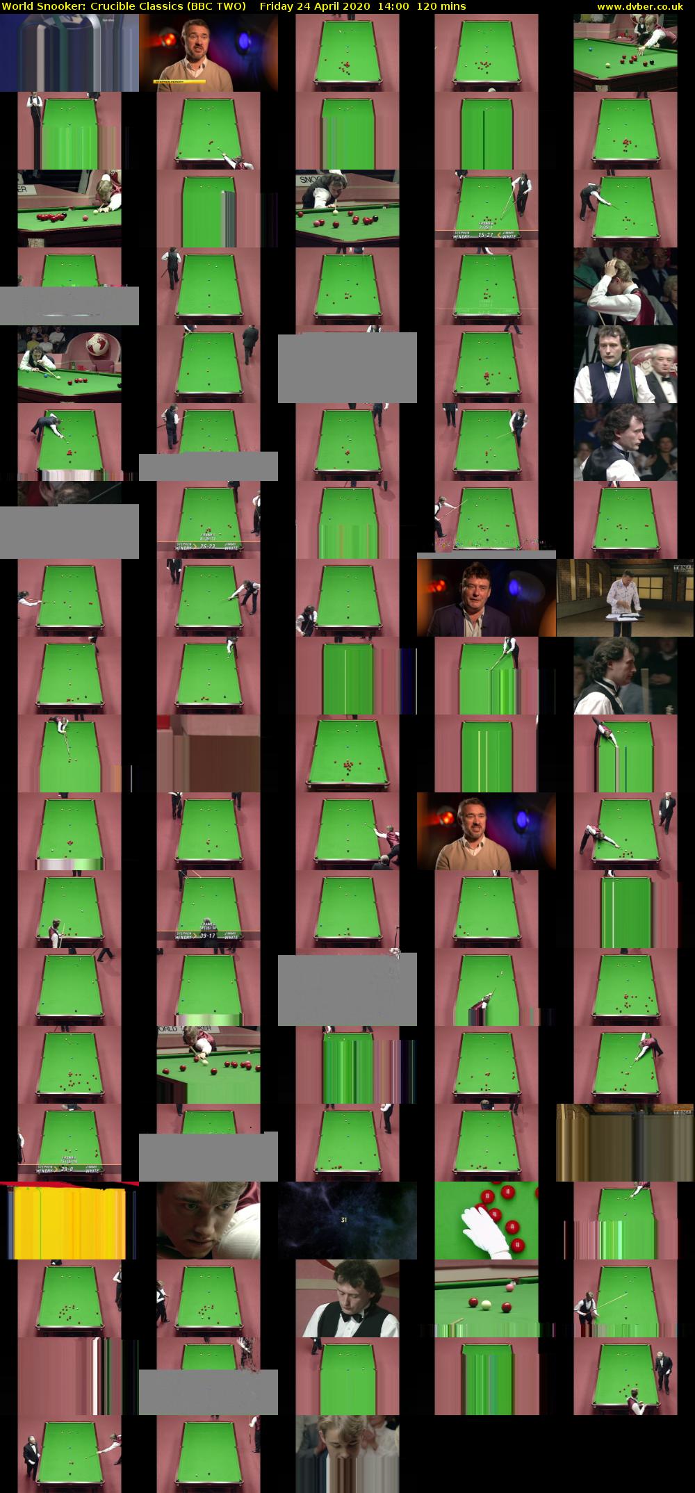 World Snooker: Crucible Classics (BBC TWO) Friday 24 April 2020 14:00 - 16:00