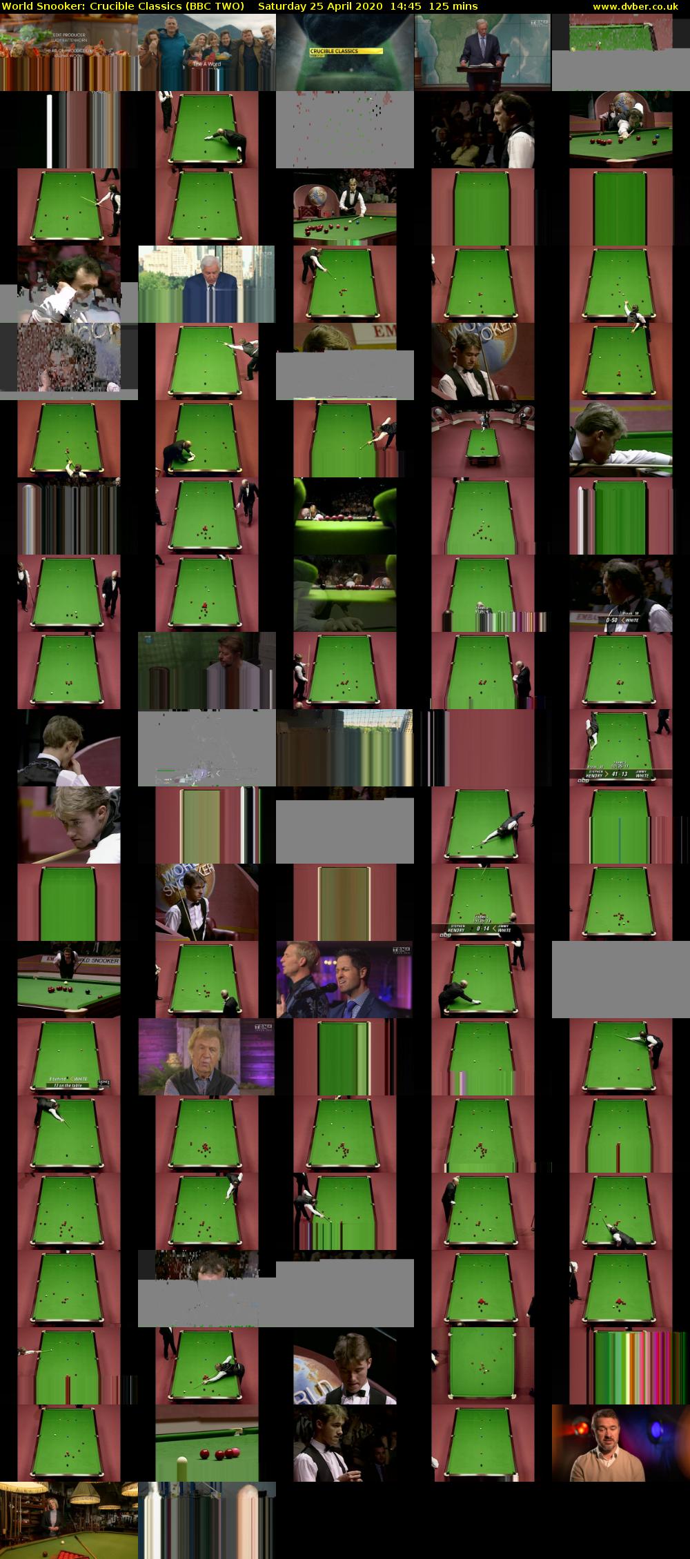 World Snooker: Crucible Classics (BBC TWO) Saturday 25 April 2020 14:45 - 16:50