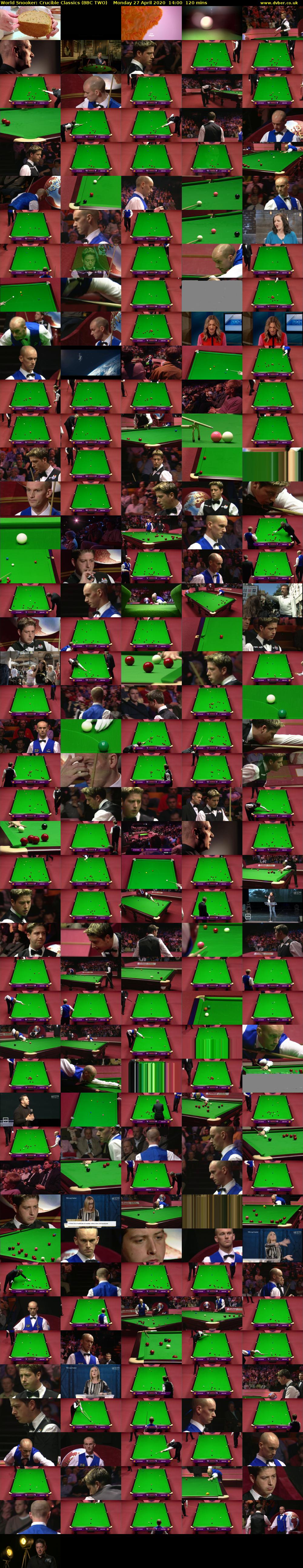 World Snooker: Crucible Classics (BBC TWO) Monday 27 April 2020 14:00 - 16:00