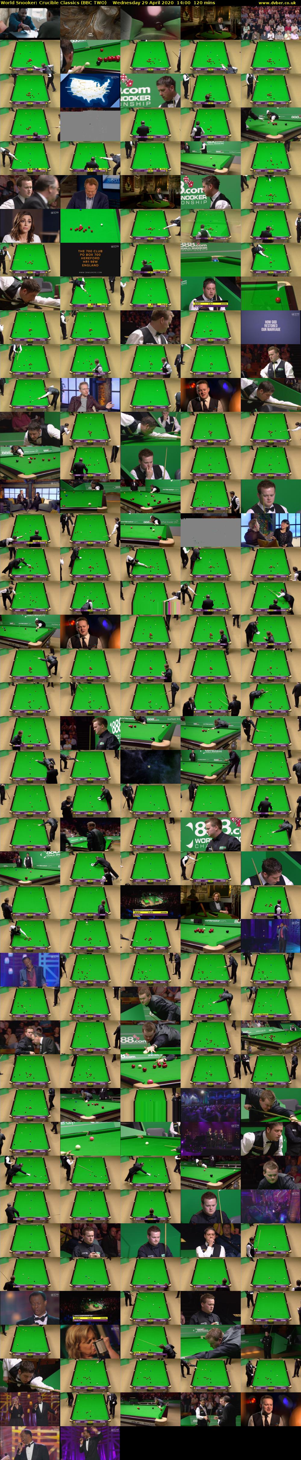 World Snooker: Crucible Classics (BBC TWO) Wednesday 29 April 2020 14:00 - 16:00