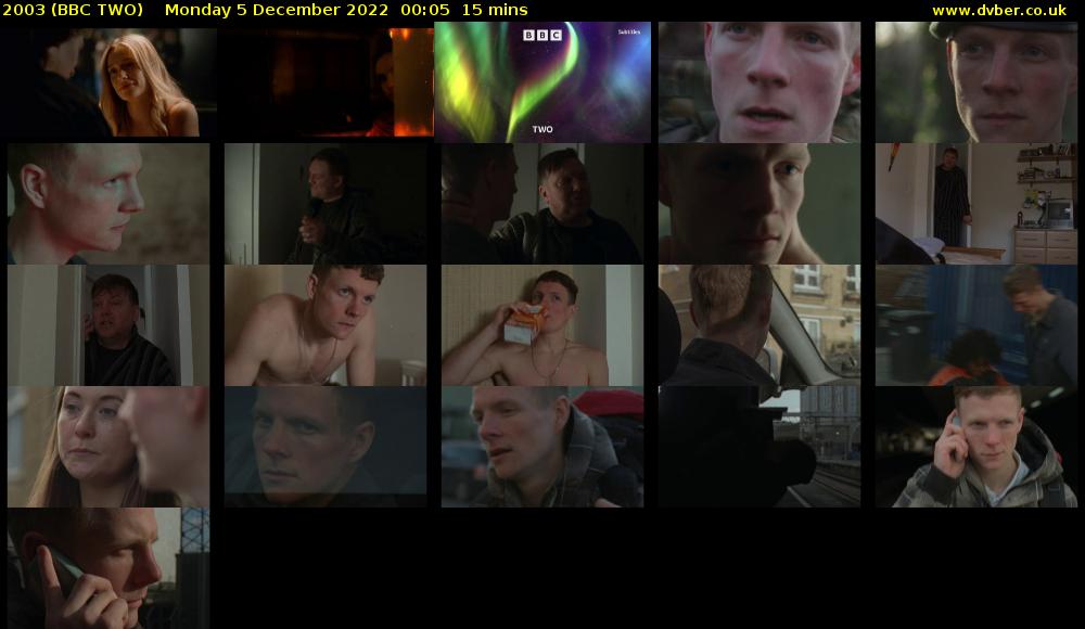 2003 (BBC TWO) Monday 5 December 2022 00:05 - 00:20