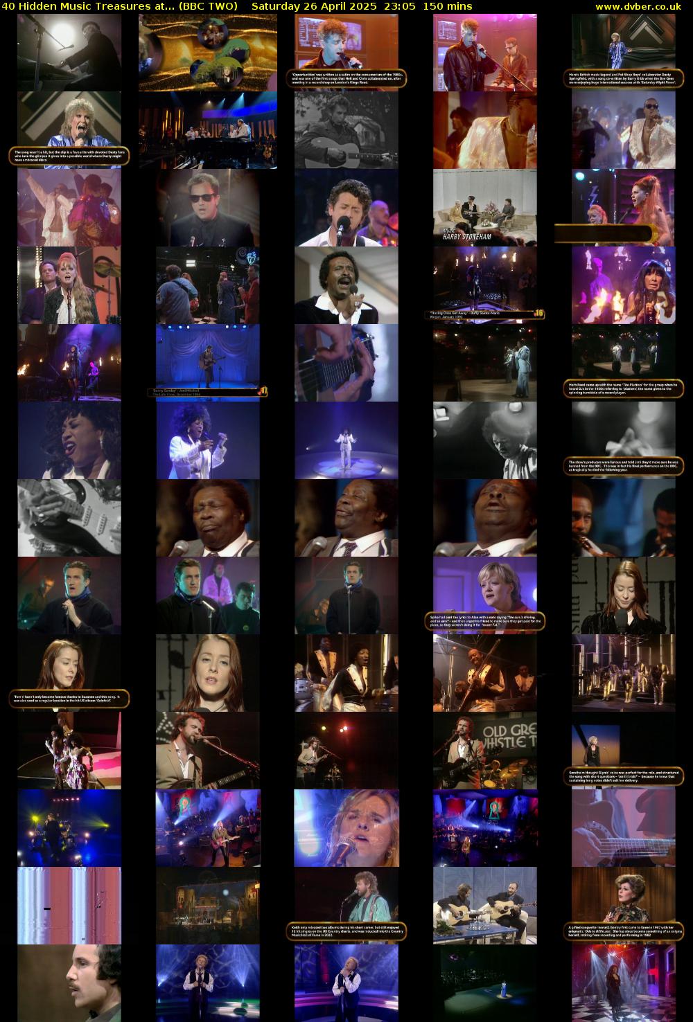 40 Hidden Music Treasures at... (BBC TWO) Saturday 26 April 2025 23:05 - 01:35