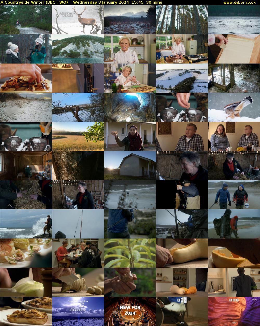 A Countryside Winter (BBC TWO) Wednesday 3 January 2024 15:45 - 16:15