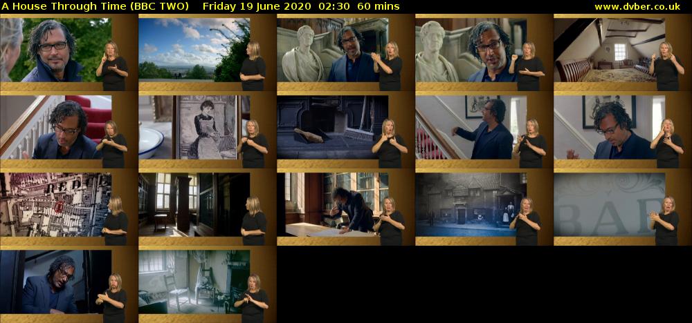 A House Through Time (BBC TWO) Friday 19 June 2020 02:30 - 03:30