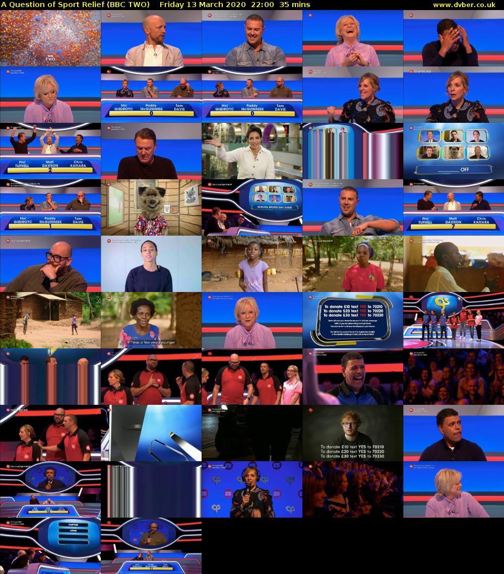 A Question of Sport Relief (BBC TWO) Friday 13 March 2020 22:00 - 22:35
