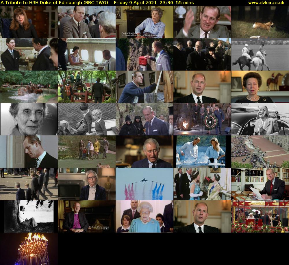 A Tribute to HRH Duke of Edinburgh (BBC TWO) Friday 9 April 2021 23:30 - 00:25