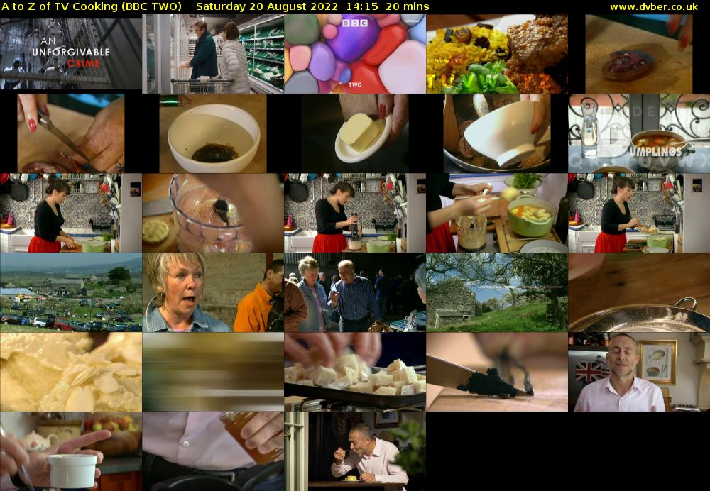 A to Z of TV Cooking (BBC TWO) Saturday 20 August 2022 14:15 - 14:35