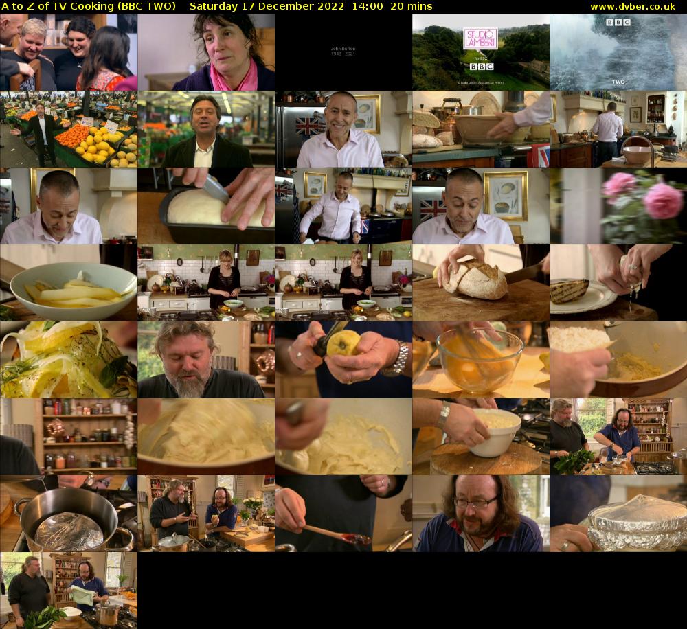 A to Z of TV Cooking (BBC TWO) Saturday 17 December 2022 14:00 - 14:20