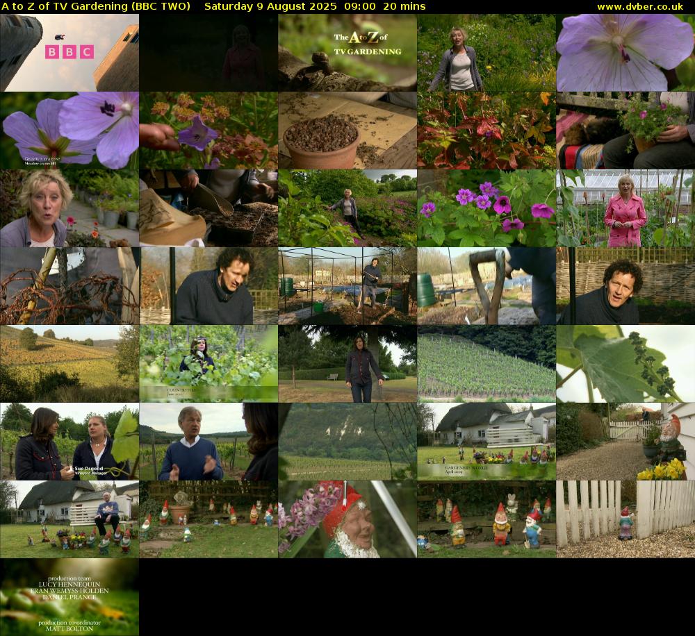 A to Z of TV Gardening (BBC TWO) Saturday 9 August 2025 09:00 - 09:20