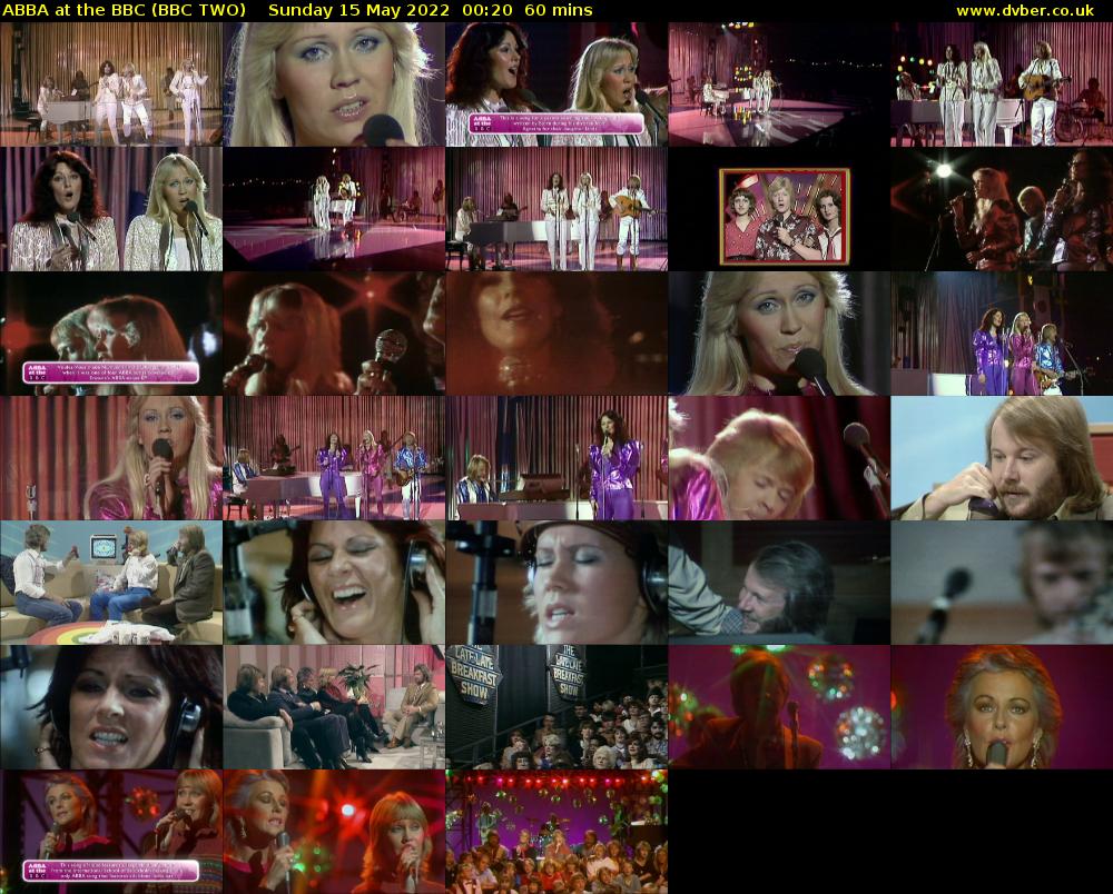 ABBA at the BBC (BBC TWO) Sunday 15 May 2022 00:20 - 01:20