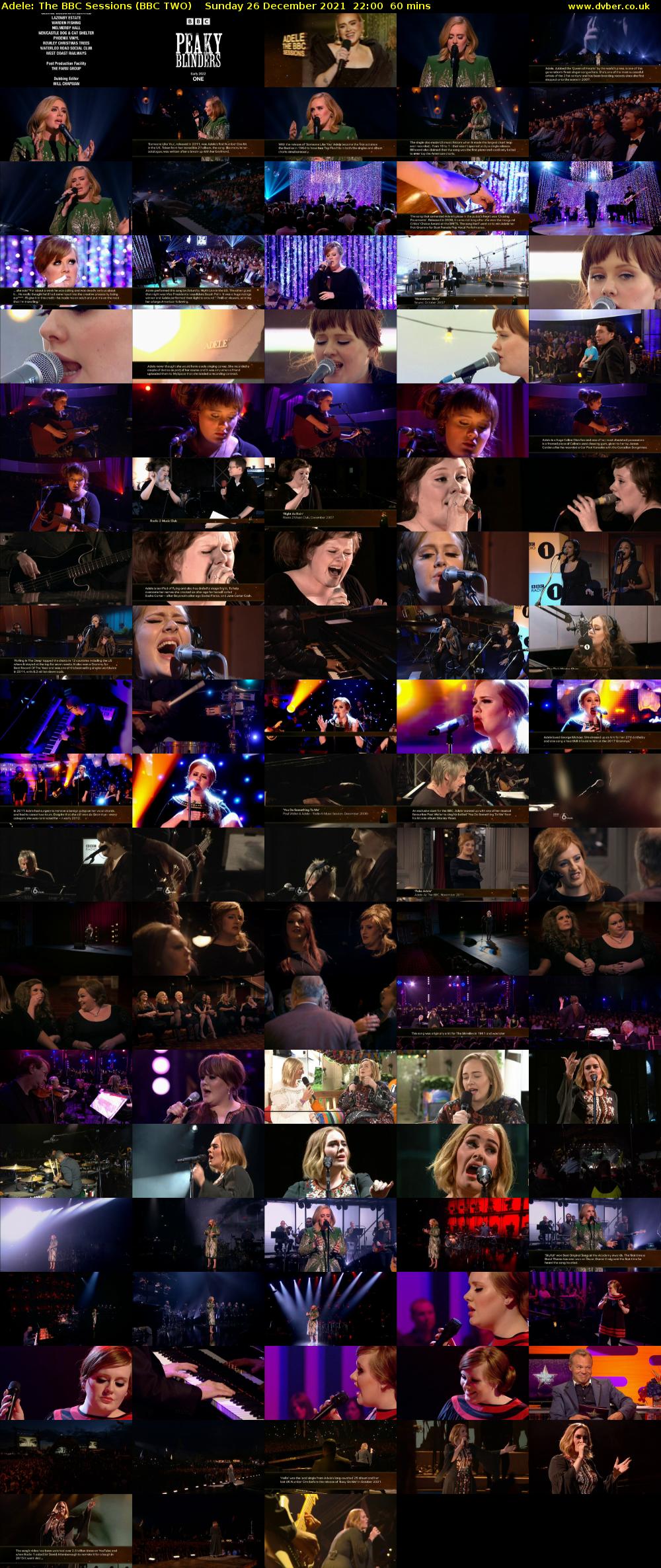Adele: The BBC Sessions (BBC TWO) Sunday 26 December 2021 22:00 - 23:00