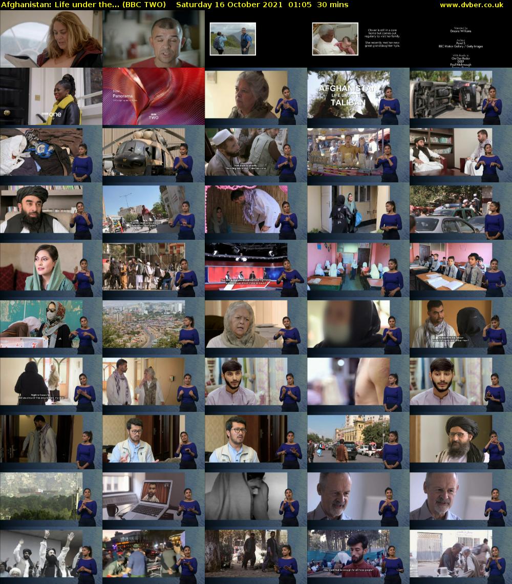 Afghanistan: Life under the... (BBC TWO) Saturday 16 October 2021 01:05 - 01:35