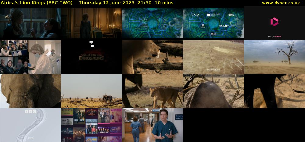 Africa's Lion Kings (BBC TWO) Thursday 12 June 2025 21:50 - 22:00