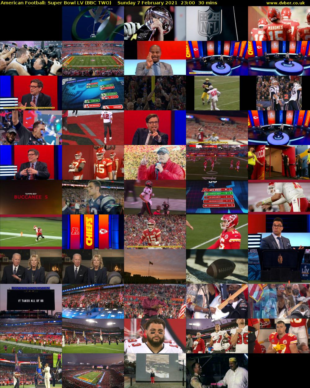 American Football: Super Bowl LV (BBC TWO) Sunday 7 February 2021 23:00 - 23:30