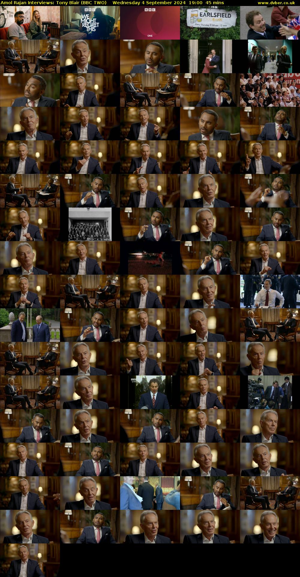 Amol Rajan Interviews: Tony Blair (BBC TWO) Wednesday 4 September 2024 19:00 - 19:45