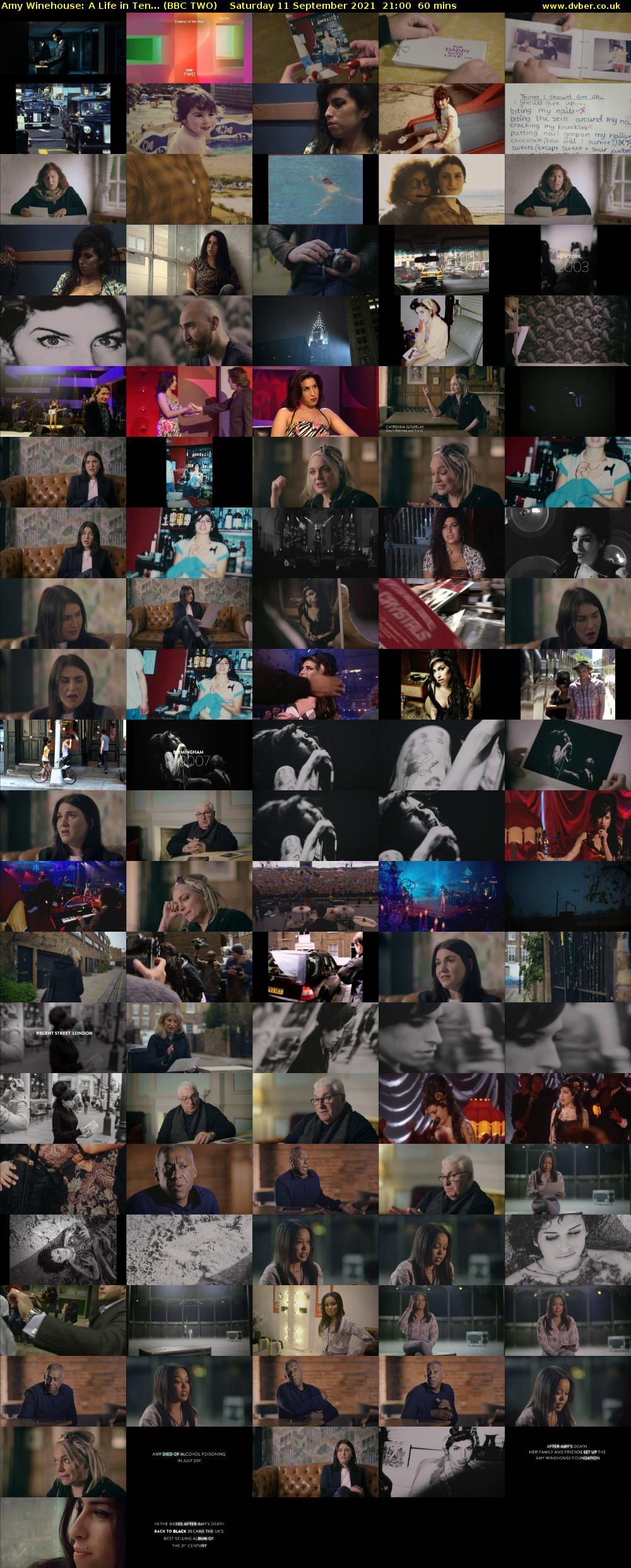 Amy Winehouse: A Life in Ten... (BBC TWO) Saturday 11 September 2021 21:00 - 22:00
