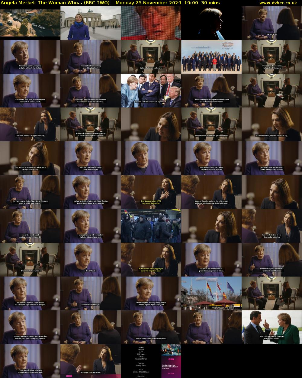Angela Merkel: The Woman Who... (BBC TWO) Monday 25 November 2024 19:00 - 19:30