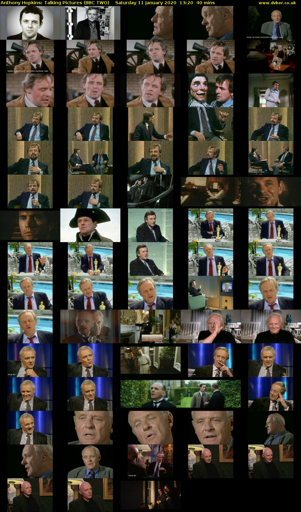 Anthony Hopkins: Talking Pictures (BBC TWO) Saturday 11 January 2020 13:20 - 14:00
