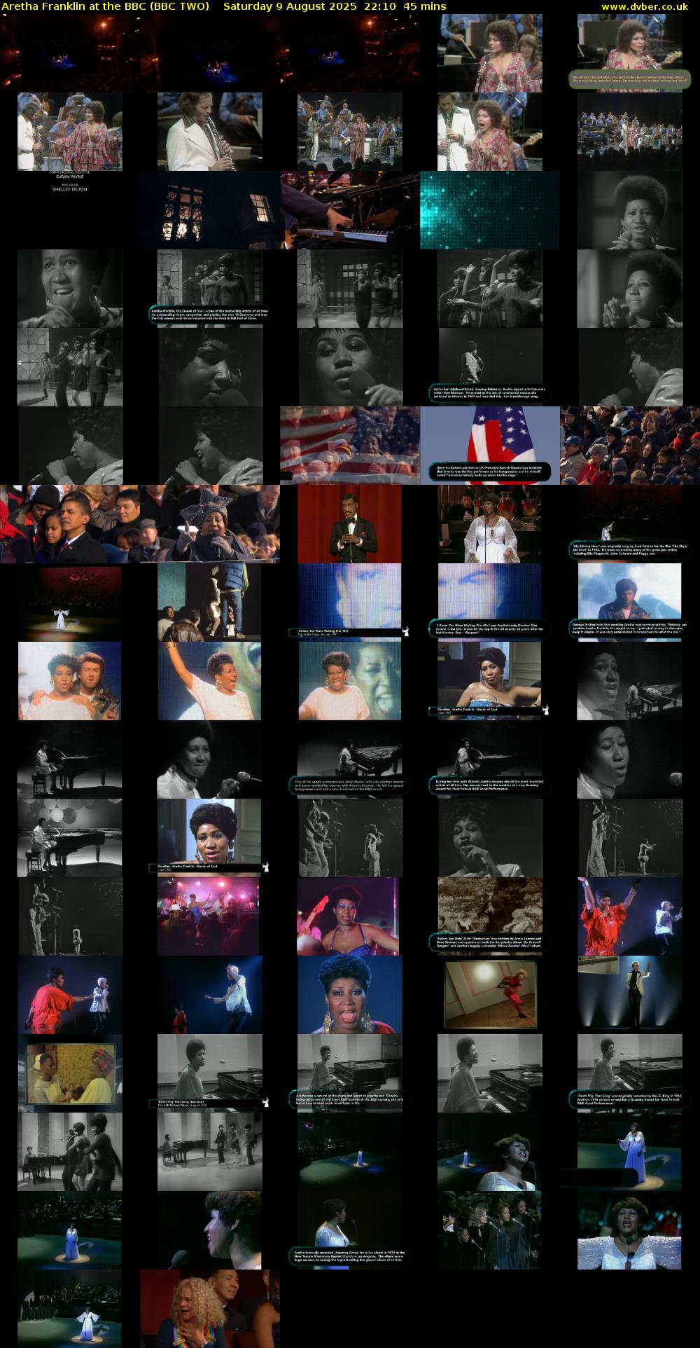 Aretha Franklin at the BBC (BBC TWO) Saturday 9 August 2025 22:10 - 22:55