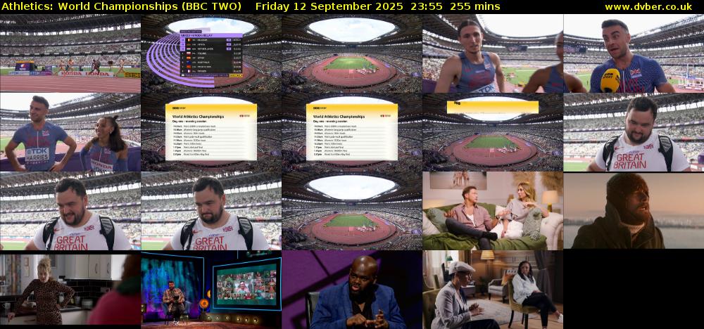 Athletics: World Championships (BBC TWO) Friday 12 September 2025 23:55 - 04:10