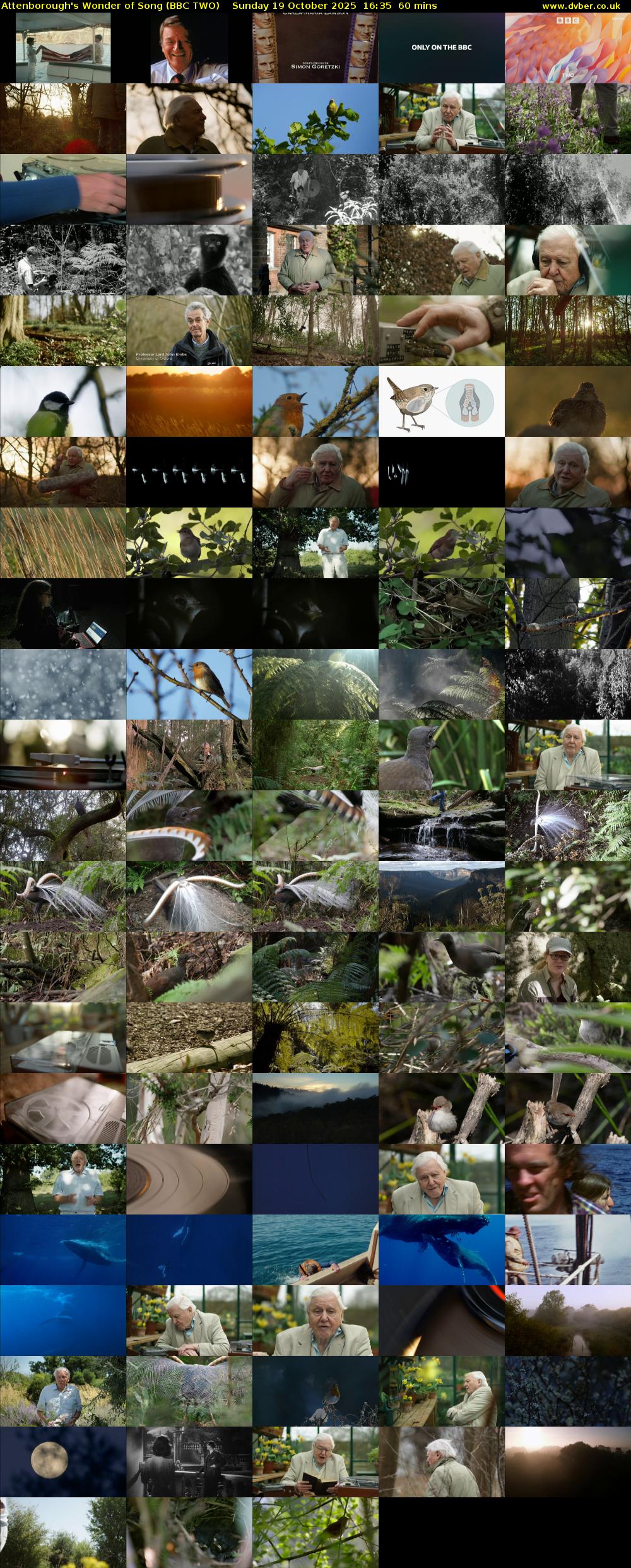 Attenborough's Wonder of Song (BBC TWO) Sunday 19 October 2025 16:35 - 17:35