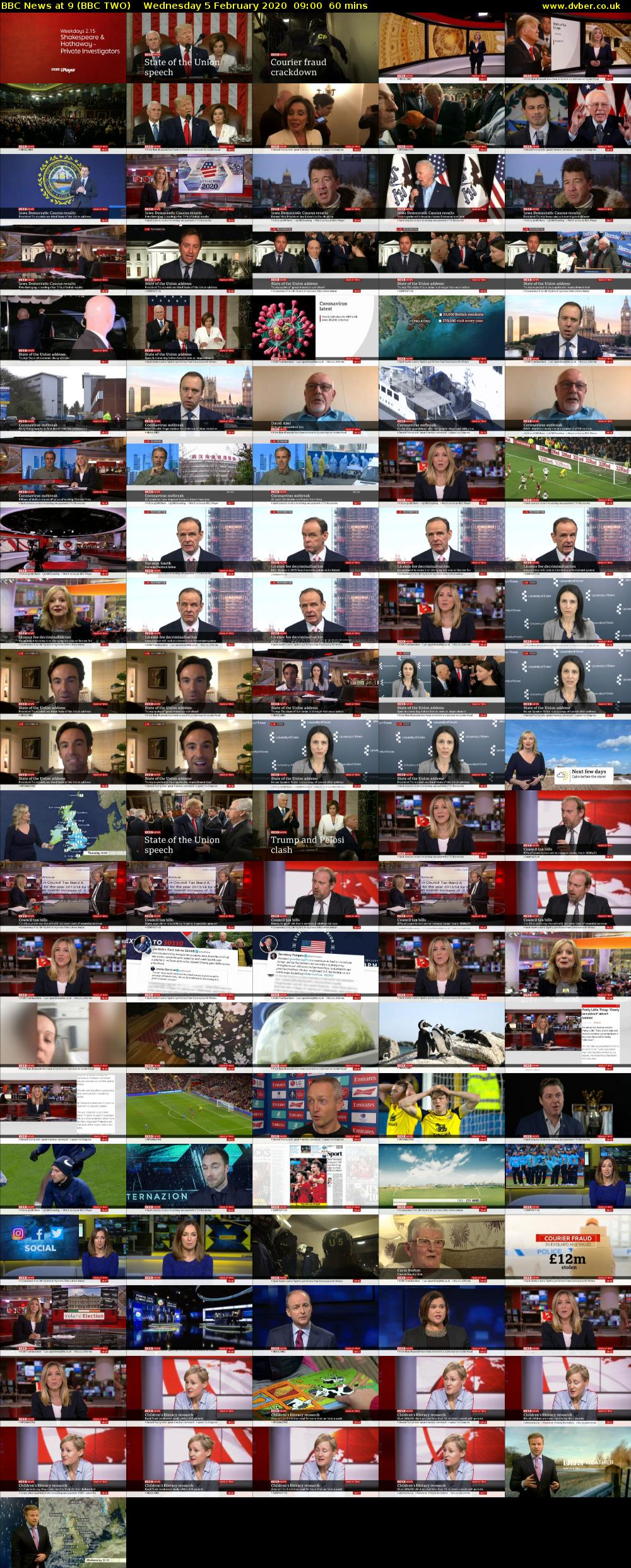BBC News at 9 (BBC TWO) Wednesday 5 February 2020 09:00 - 10:00