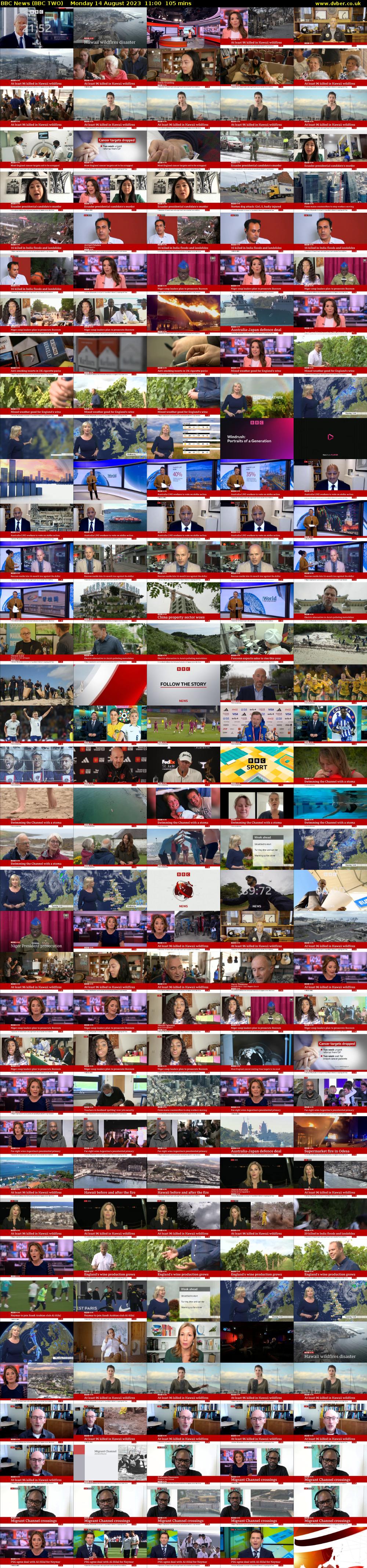 BBC News (BBC TWO) Monday 14 August 2023 11:00 - 12:45
