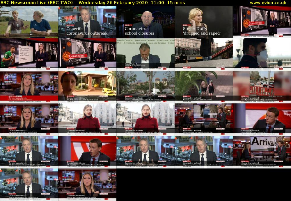 BBC Newsroom Live (BBC TWO) Wednesday 26 February 2020 11:00 - 11:15