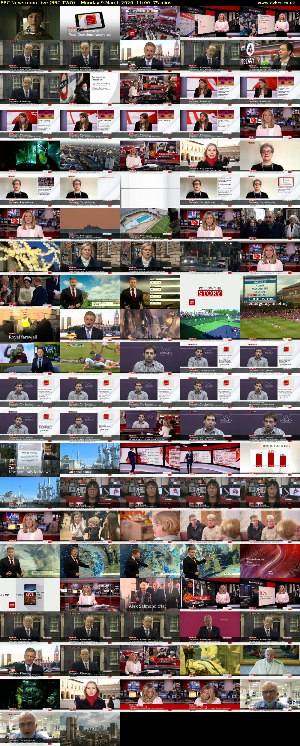 BBC Newsroom Live (BBC TWO) Monday 9 March 2020 11:00 - 12:15