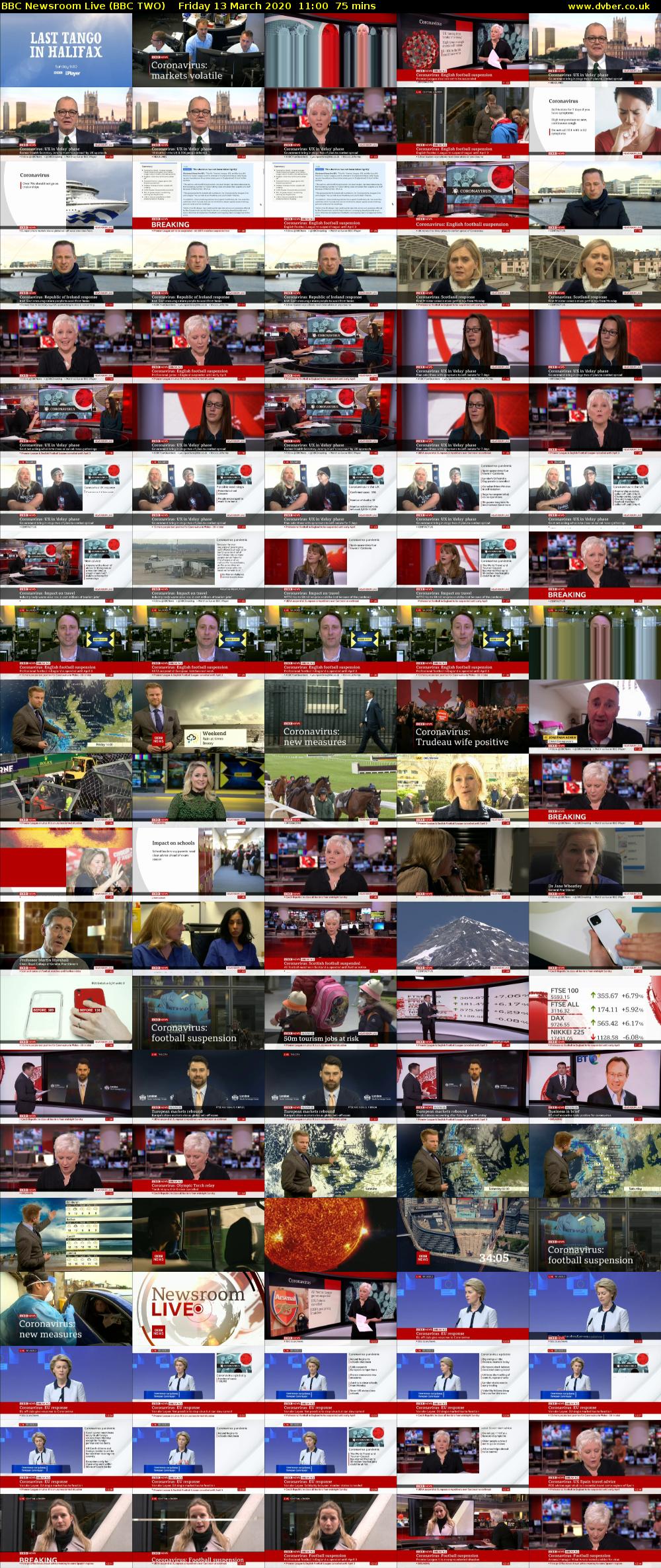 BBC Newsroom Live (BBC TWO) Friday 13 March 2020 11:00 - 12:15