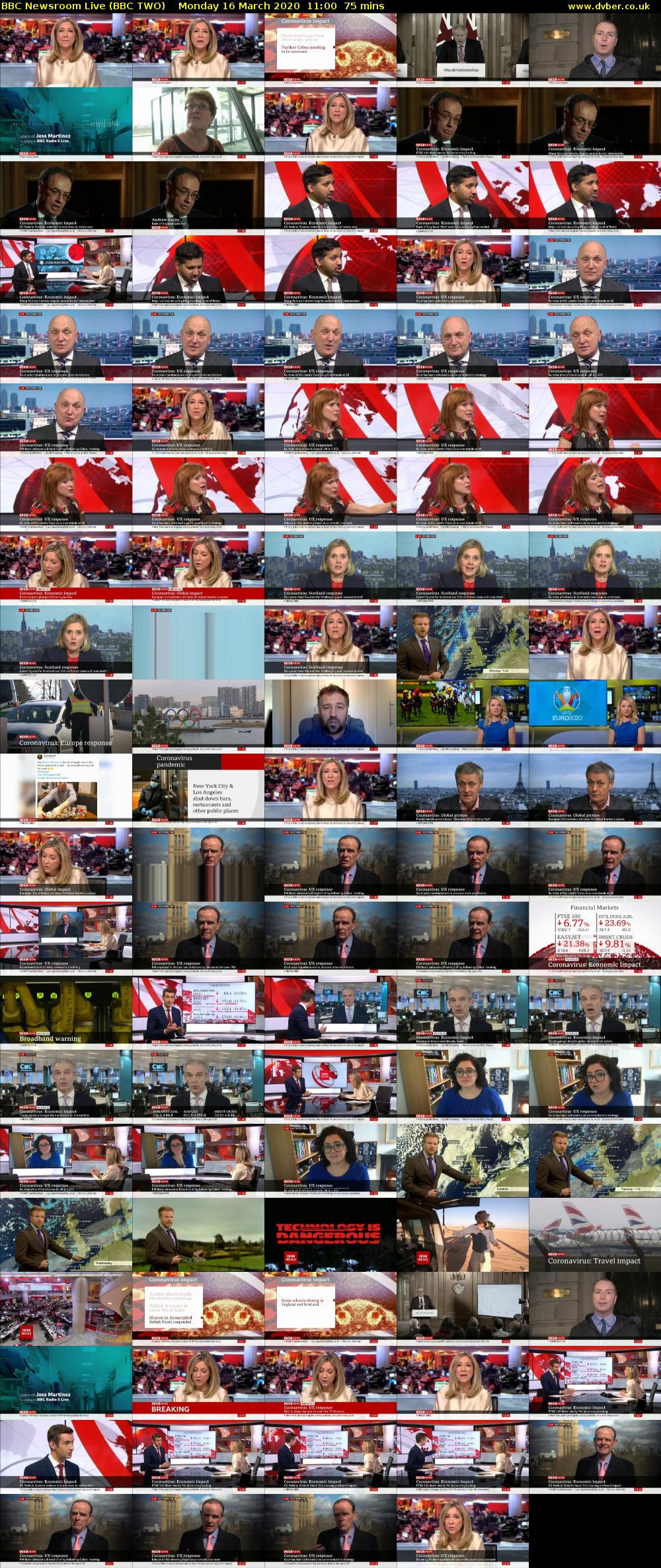 BBC Newsroom Live (BBC TWO) Monday 16 March 2020 11:00 - 12:15