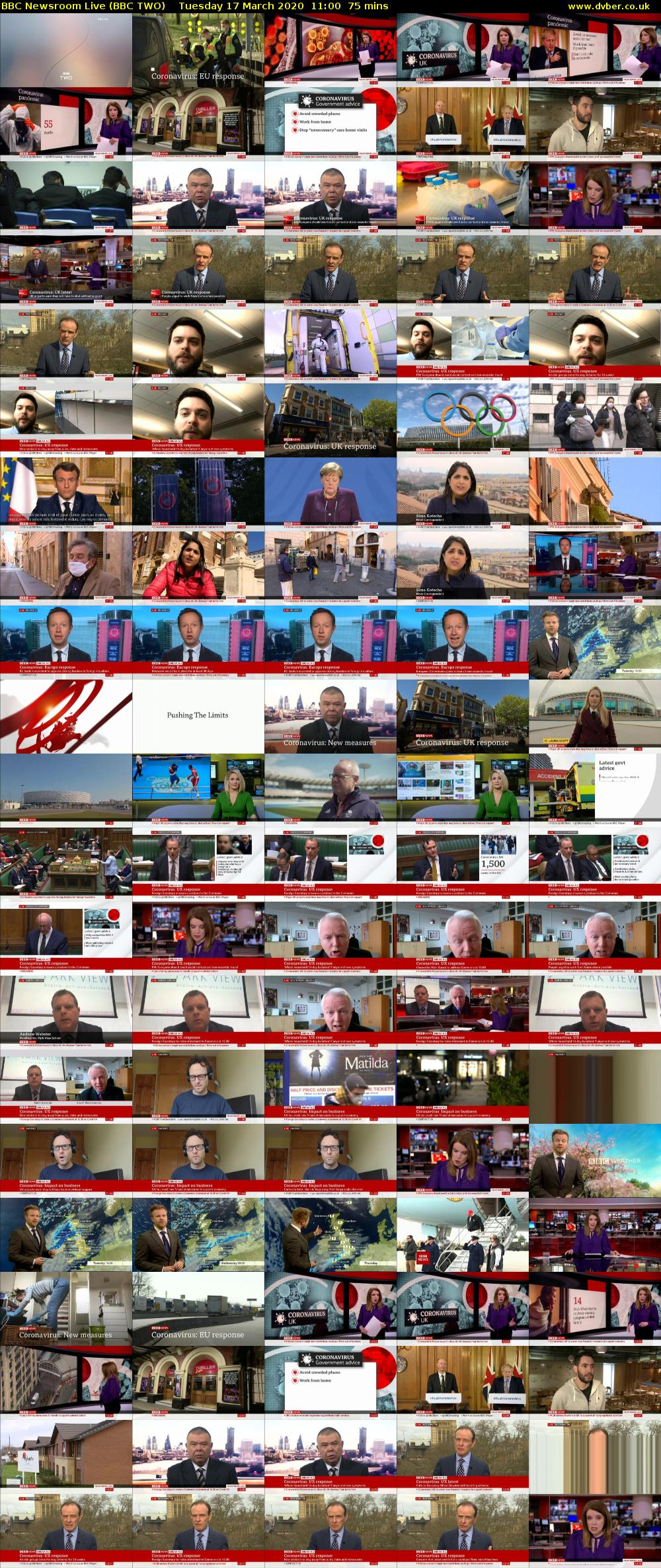 BBC Newsroom Live (BBC TWO) Tuesday 17 March 2020 11:00 - 12:15