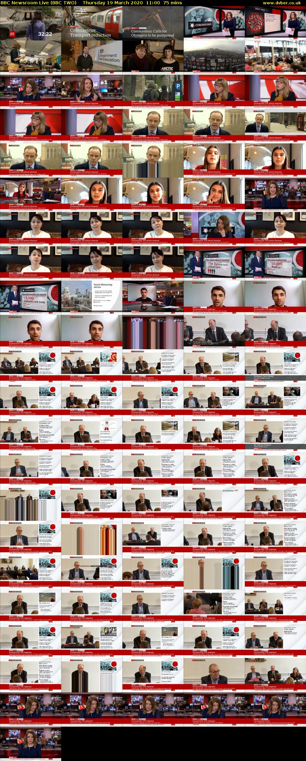 BBC Newsroom Live (BBC TWO) Thursday 19 March 2020 11:00 - 12:15
