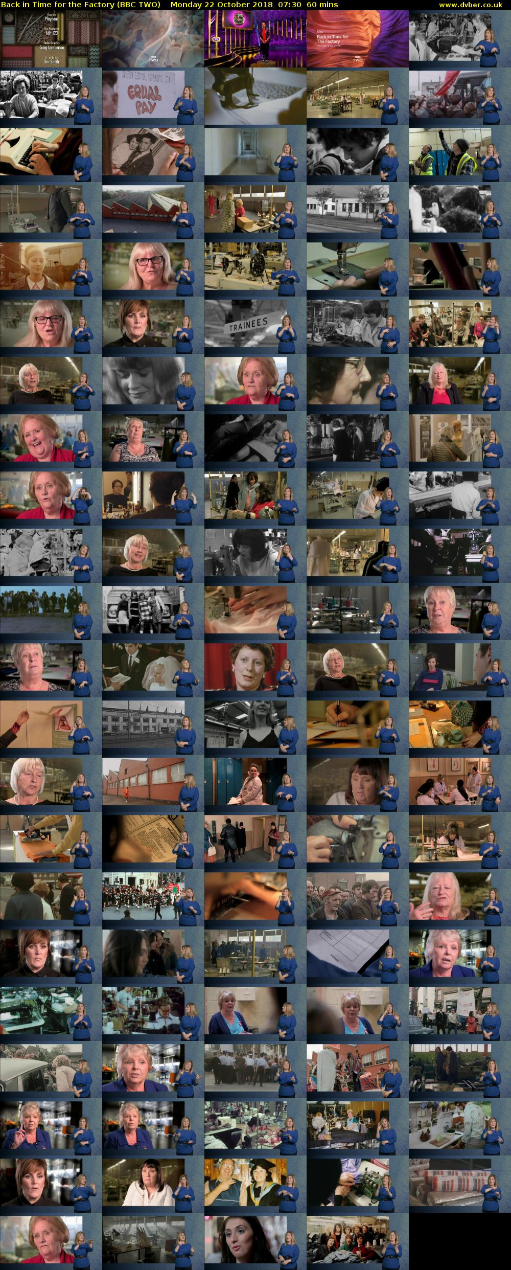 Back in Time for the Factory (BBC TWO) Monday 22 October 2018 07:30 - 08:30
