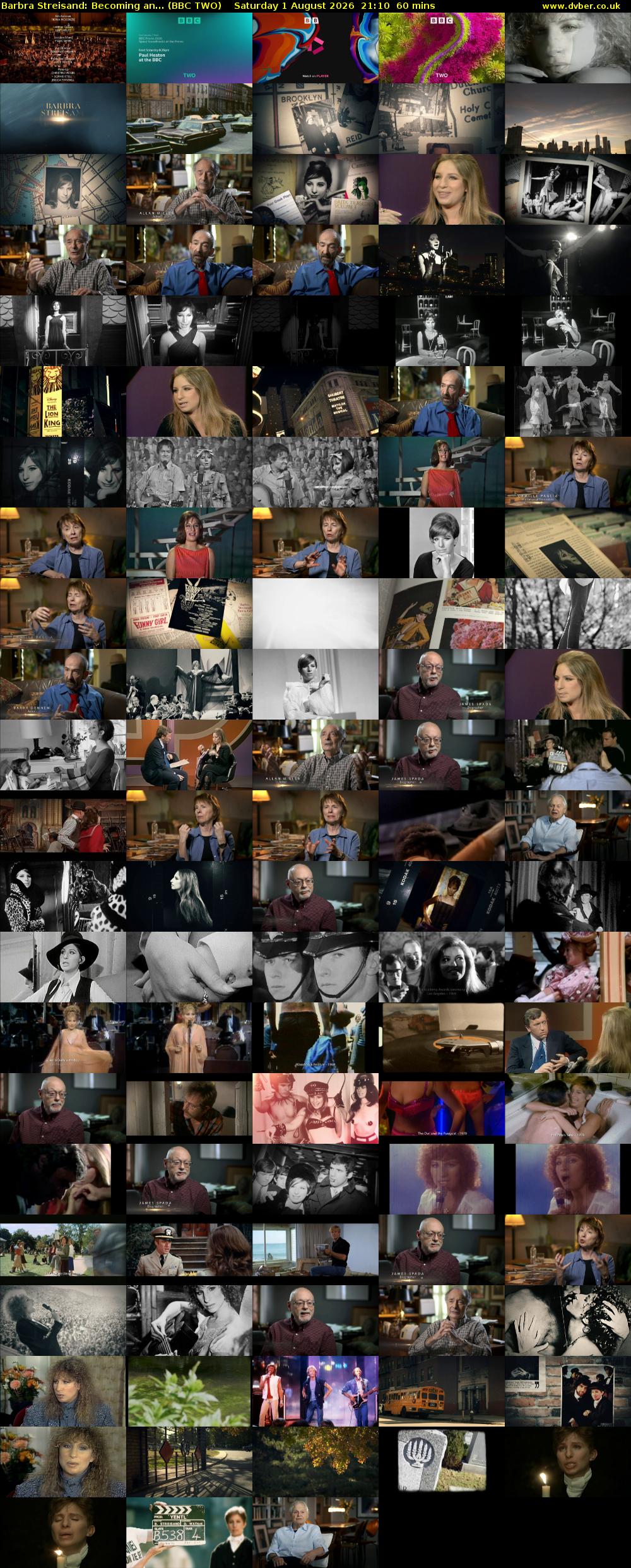 Barbra Streisand: Becoming an... (BBC TWO) Saturday 1 August 2026 21:10 - 22:10