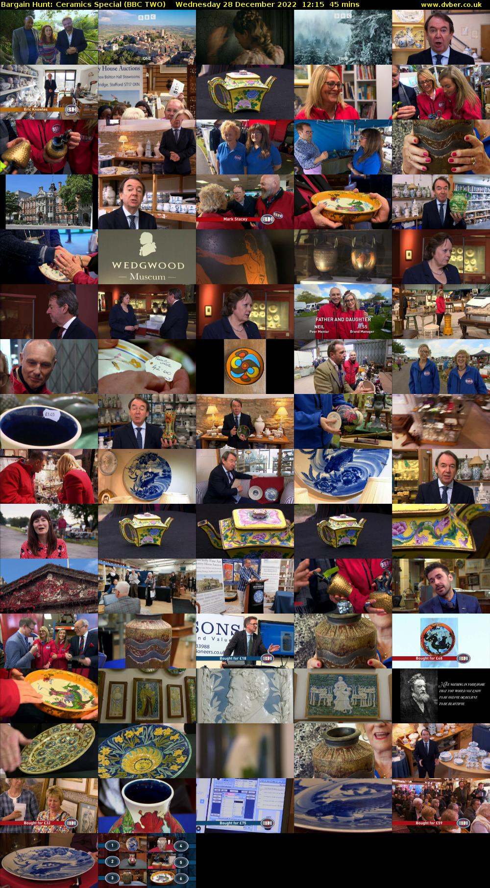 Bargain Hunt: Ceramics Special (BBC TWO) Wednesday 28 December 2022 12:15 - 13:00