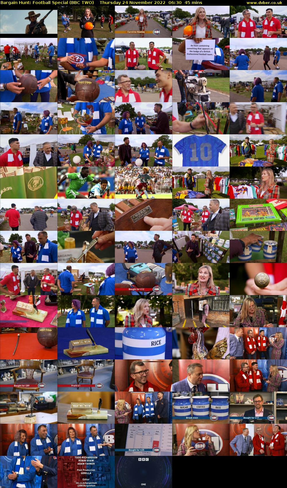 Bargain Hunt: Football Special (BBC TWO) Thursday 24 November 2022 06:30 - 07:15