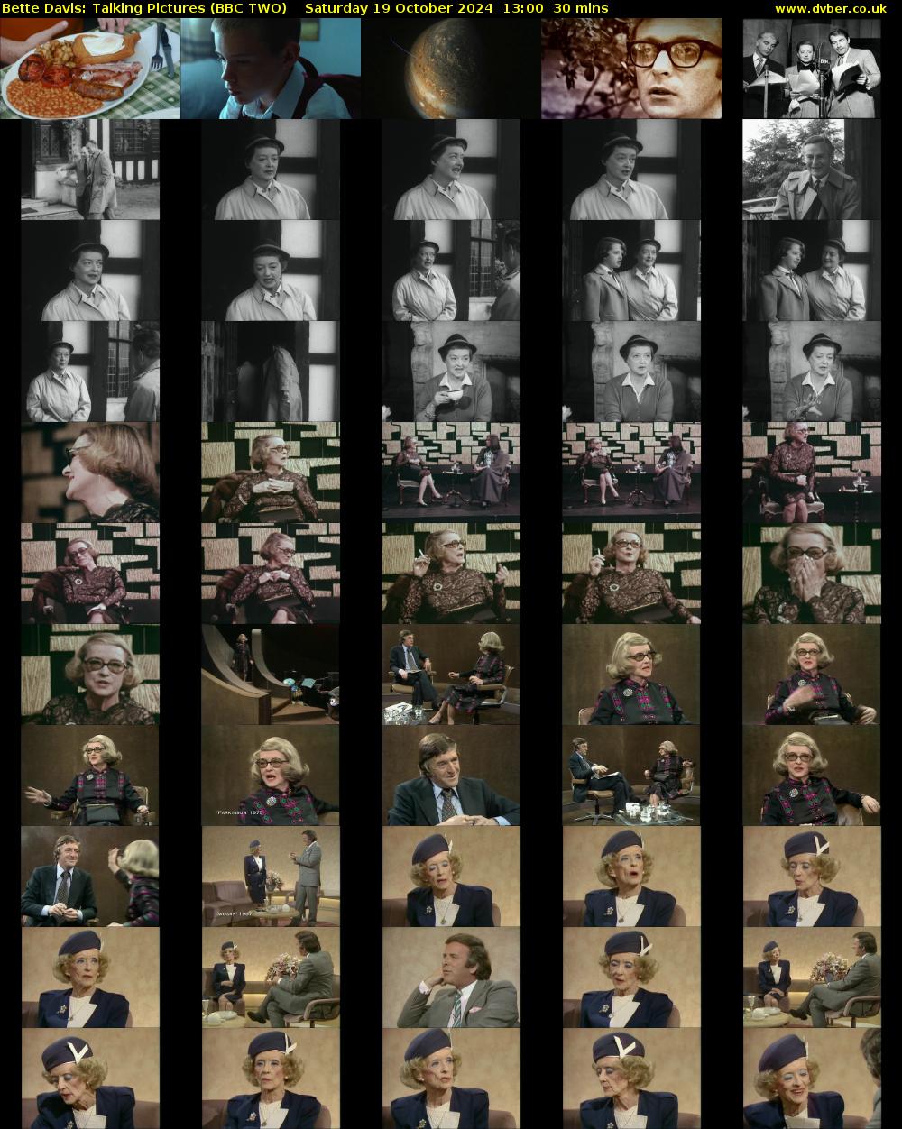 Bette Davis: Talking Pictures (BBC TWO) Saturday 19 October 2024 13:00 - 13:30