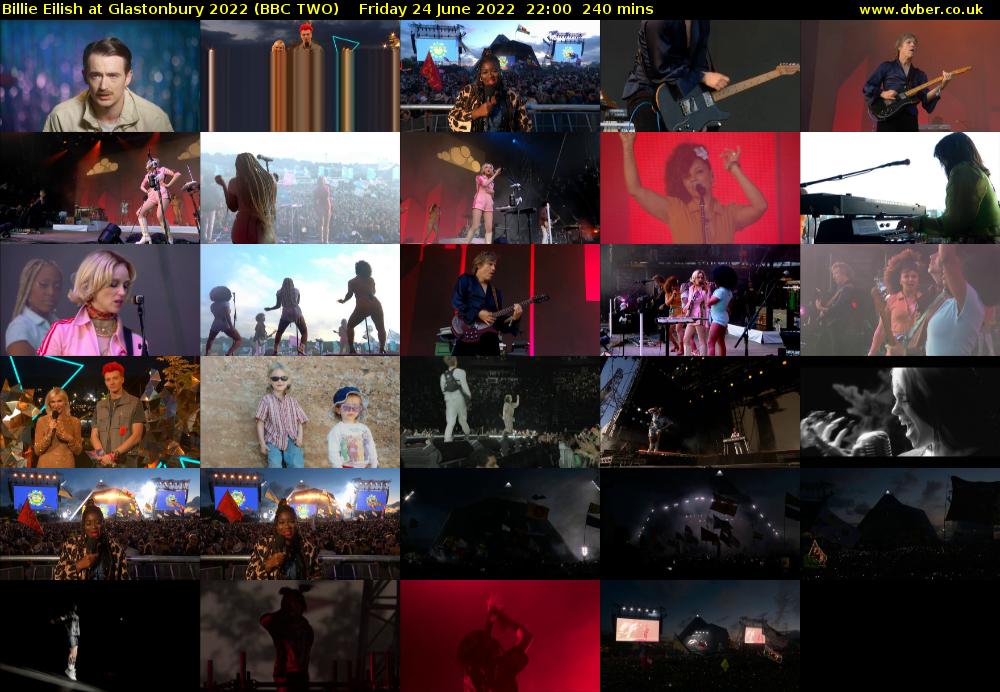 Billie Eilish at Glastonbury 2022 (BBC TWO) Friday 24 June 2022 22:00 - 02:00