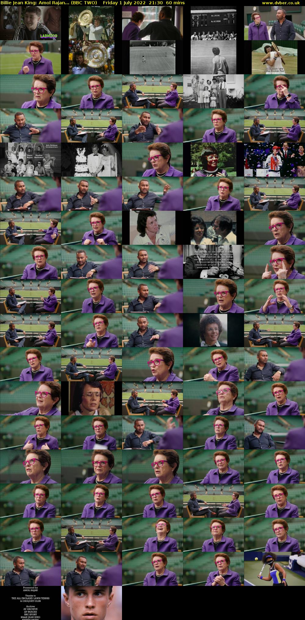 Billie Jean King: Amol Rajan... (BBC TWO) Friday 1 July 2022 21:30 - 22:30