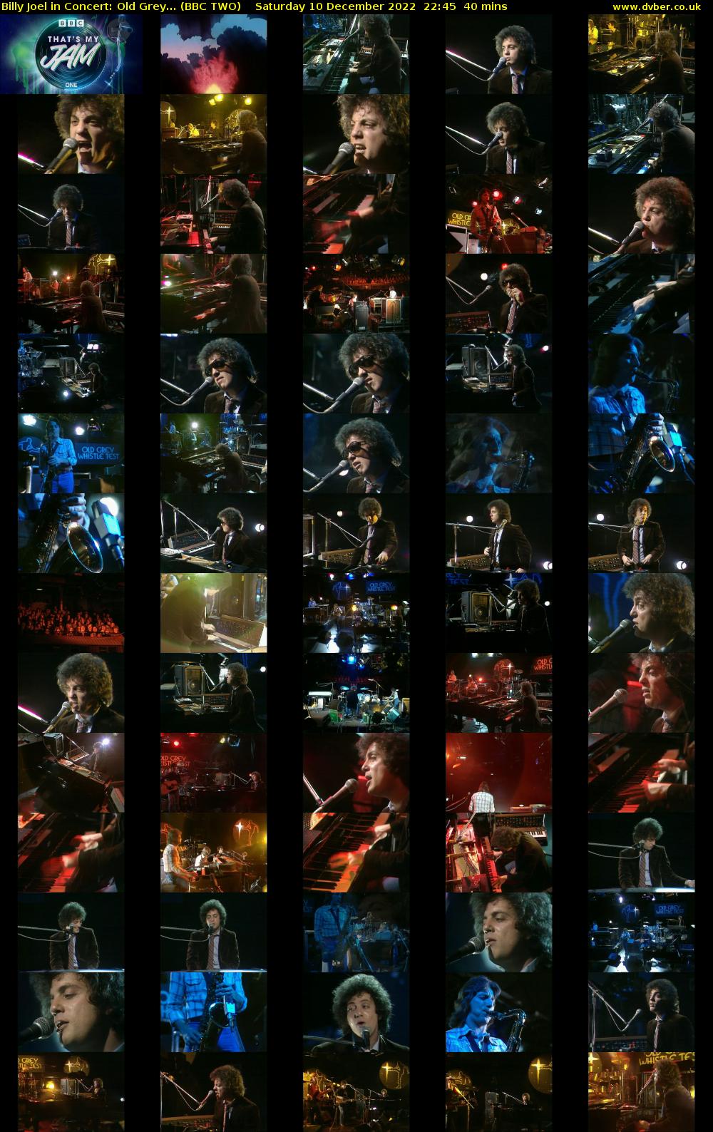 Billy Joel in Concert: Old Grey... (BBC TWO) Saturday 10 December 2022 22:45 - 23:25