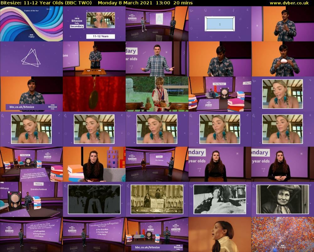 Bitesize: 11-12 Year Olds (BBC TWO) Monday 8 March 2021 13:00 - 13:20