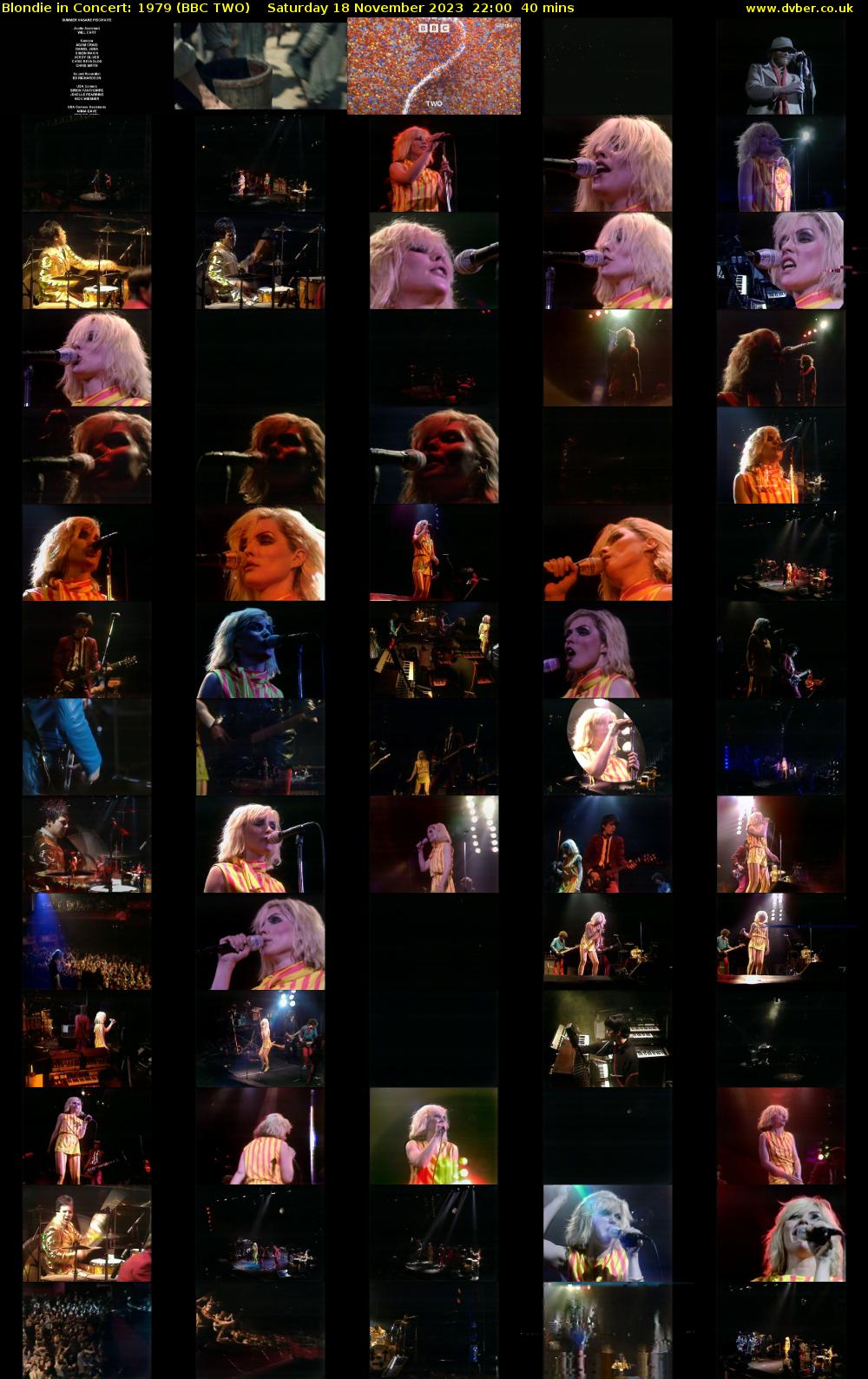 Blondie in Concert: 1979 (BBC TWO) Saturday 18 November 2023 22:00 - 22:40