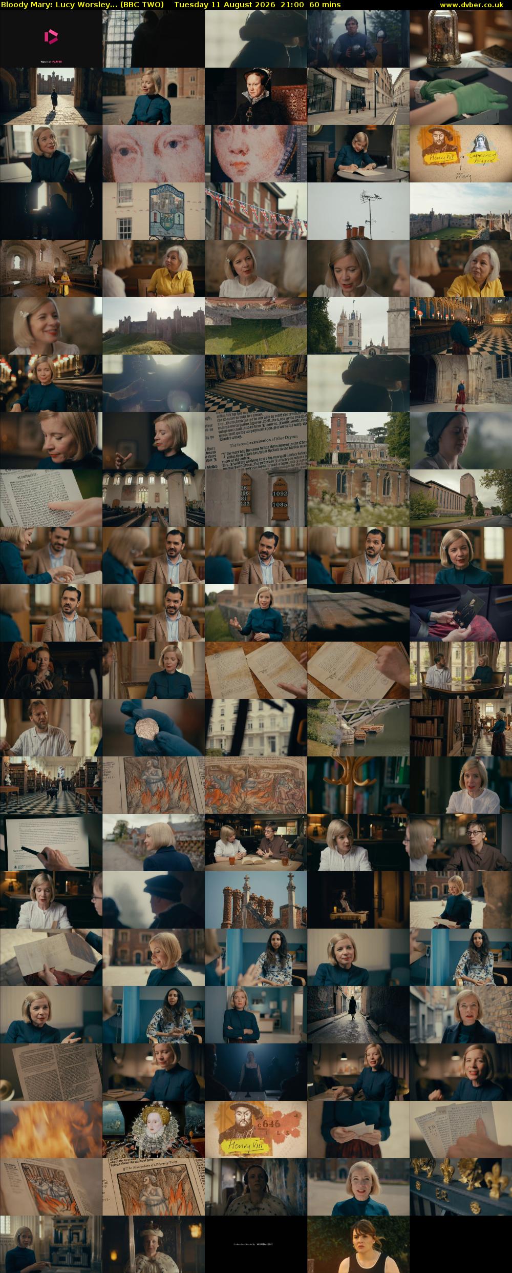 Bloody Mary: Lucy Worsley... (BBC TWO) Tuesday 11 August 2026 21:00 - 22:00
